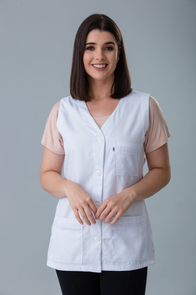 Jaleco Feminino Branco Cavado Acinturado Com Lese Gabardine Alto Padrão ...