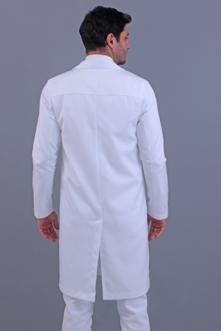 Jaleco Masculino Branco Gabardine Microfibra Pesada Slim Pala Purobranco